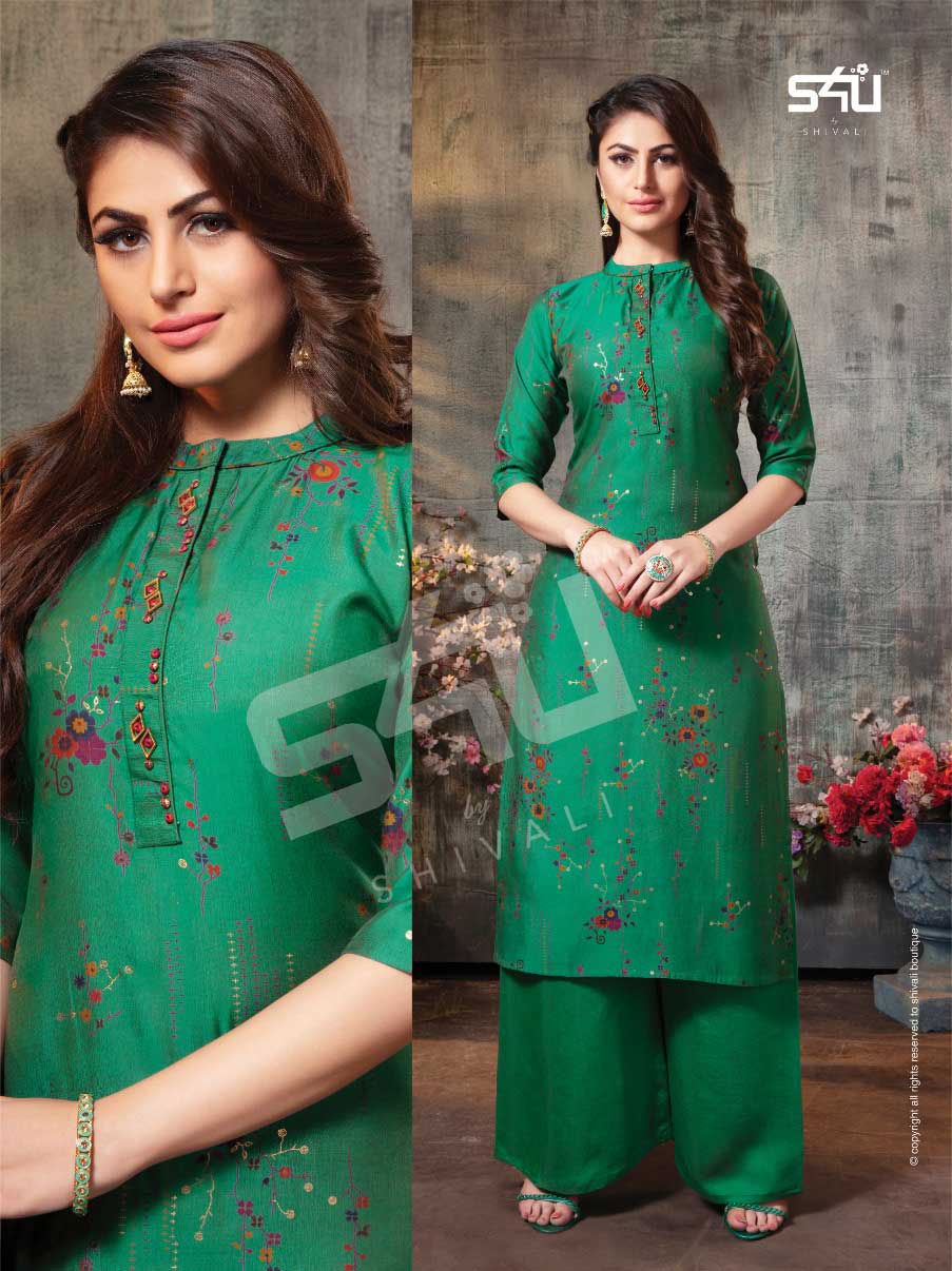 S4U Womaniya Vol -14 Cotton Silk Kurti With Palazzo S4U Womaniya Vol -14 Cotton Silk Kurti With Palazzo